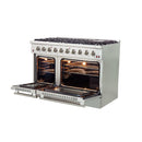 Forno 5-Piece Appliance Package - 48-Inch Gas Range, Wall Mount Range Hood, 36-Inch Refrigerator, Dishwasher, and 30-Inch Microwave Drawer in Stainless Steel