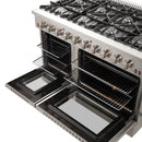 Forno 4-Piece Appliance Package - 48-Inch Gas Range, Wall Mount Range Hood, 36-Inch French Door Refrigerator, and Dishwasher in Stainless Steel