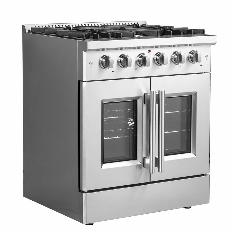 Forno 30-Inch Galiano Gas Range with 5 Gas Burners, 68,000 BTUs, & French Door Gas Oven in Stainless Steel (FFSGS6444-30)