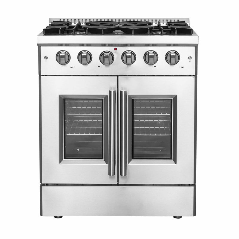 Forno 30-Inch Galiano Gas Range with 5 Gas Burners, 68,000 BTUs, & French Door Gas Oven in Stainless Steel (FFSGS6444-30)