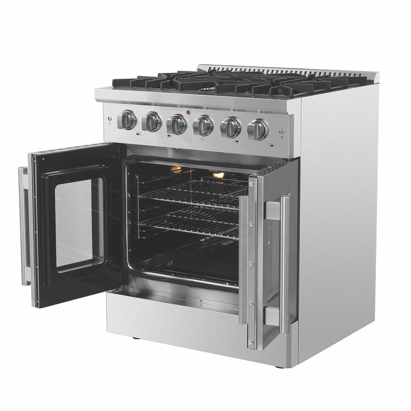 Forno 30-Inch Galiano Gas Range with 5 Gas Burners, 68,000 BTUs, & French Door Gas Oven in Stainless Steel (FFSGS6444-30)