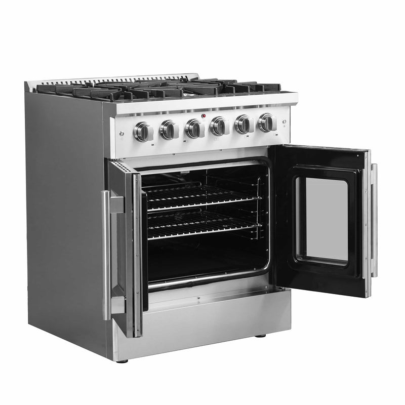 Forno 30-Inch Galiano Gas Range with 5 Gas Burners, 68,000 BTUs, & French Door Gas Oven in Stainless Steel (FFSGS6444-30)