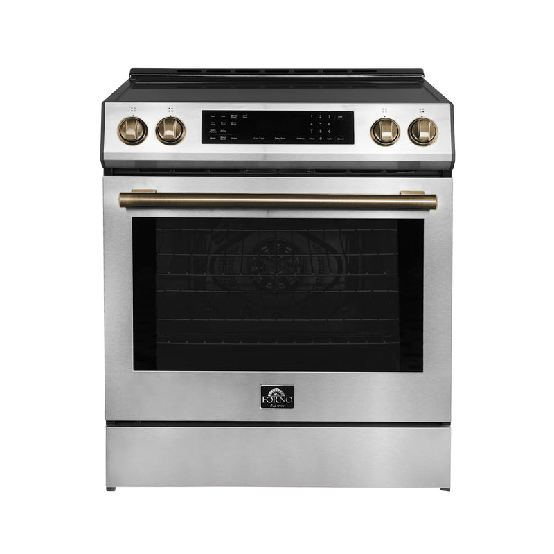 Forno 5-Piece Appliance Package - 30-Inch Inducton Range, Under Cabinet Range Hood, Refrigerator, Dishwasher, and 24-Inch Microwave Oven in Stainless Steel