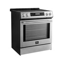 Forno Espresso 4-Piece Appliance Package - 30-Inch Induction Range, Under Cabinet Range Hood, Refrigerator and Dishwasher in Stainless Steel with Antique Brass Trim