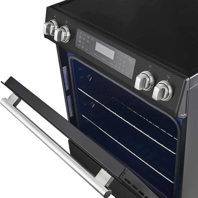 Forno Espresso Donatello 30-Inch Slide-In Induction Range in Black with Brass Handle (FFSIN0905-30BLK)