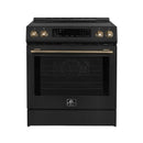 Forno 2-Piece Appliance Package - 30-Inch Induction Range and 36-Inch Side by Side Refrigerator with Water Dispenser in Black with Antique Brass Handle (FBDL-015-14CAUS)