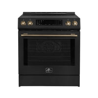 Forno Espresso Donatello 30-Inch Induction Range in Black with Brass Handle (FFSIN0905-30BLK)