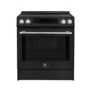 Forno 5-Piece Appliance Package - 30-Inch Inducton Range, Under Cabinet Range Hood, Refrigerator with Water Dispenser, Dishwasher, and 24-Inch Microwave Oven in Black with Antique Brass Trim