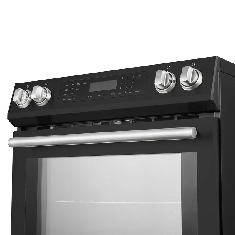 Forno 5-Piece Appliance Package - 30-Inch Induction Range, Under Cabinet Range Hood, Refrigerator, Dishwasher, and 30-Inch Microwave Oven in Black with Antique Brass Trim