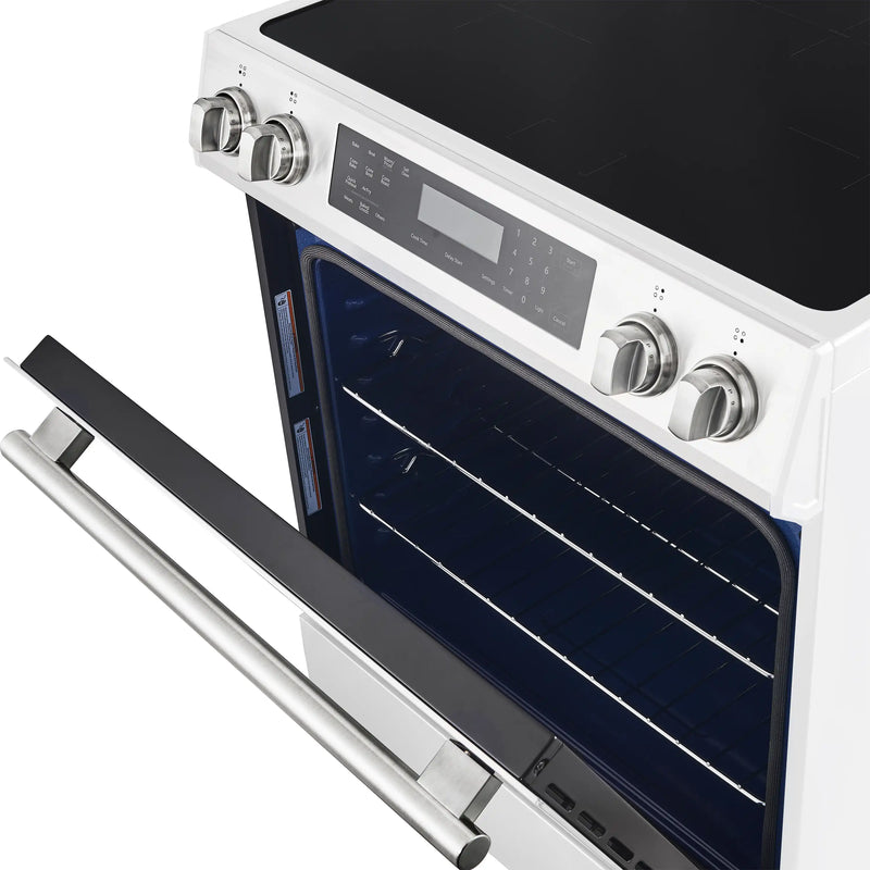 Forno Espresso Donatello 30-Inch Slide-In Induction Range in White with Brass Handle (FFSIN0905-30WHT)