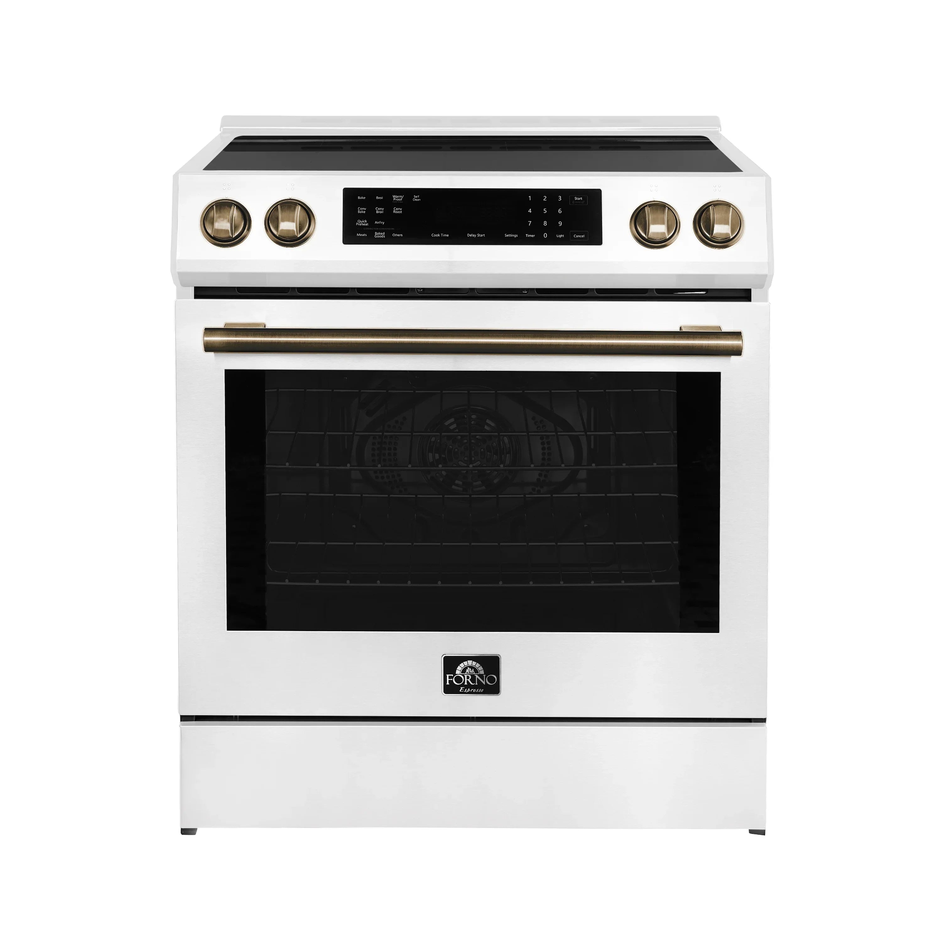 Forno Espresso Donatello 30Inch SlideIn Induction Range in White wit