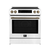 Forno Espresso Donatello 30-Inch Induction Range in White with Brass Handle (FFSIN0905-30WHT)