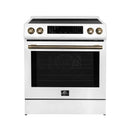 Forno 2-Piece Appliance Package - 30-Inch Induction Range and 30-Inch French Door Refrigerator in White with Antique Brass Handle (FBDL-015-10CAUS)