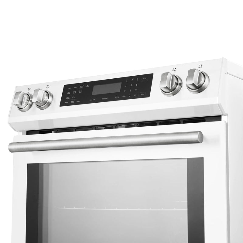 Forno 5-Piece Appliance Package - 30-Inch Induction Range, Under Cabinet Range Hood, Refrigerator with Water Dispenser, Dishwasher, and 30-Inch Microwave Oven in White with Antique Brass Trim