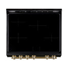 Forno 5-Piece Appliance Package - 30-Inch Induction Range, Under Cabinet Range Hood,  French Door Refrigerator, Dishwasher, and  Microwave Drawer in Black with Antique Brass Trim