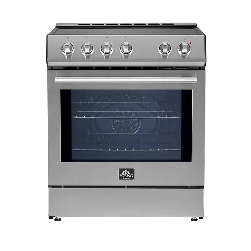 Forno 5-Piece Appliance Package - 30-Inch Induction Range, Under Cabinet Range Hood, Refrigerator with Water Dispenser, Dishwasher, and 30-Inch Microwave Oven in Stainless Steel