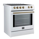 Forno 2-Piece Appliance Package - 30-Inch Slide-In Induction Range and 36-Inch Side by Side Refrigerator with Water Dispenser in White with Antique Brass Handle (FBDL-014-09CAUS)