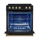 Forno 2-Piece Appliance Package - 30-Inch Slide-In Induction Range and 36-Inch French Door Refrigerator in Black with Antique Brass Handle (FBDL-014-13CAUS)