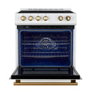 Forno 2-Piece Appliance Package - 30-Inch Slide-In Induction Range and 36-Inch Side by Side Refrigerator with Water Dispenser in White with Antique Brass Handle (FBDL-014-09CAUS)