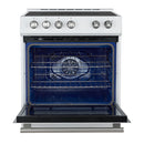 Forno 2-Piece Appliance Package - 30-Inch Slide-In Induction Range and 31-Inch Refrigerator, Right Hinge in White with Stainless Steel Handle (FBDL-014-06CAUS)