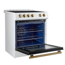 Forno 2-Piece Appliance Package - 30-Inch Slide-In Induction Range and 36-Inch Side by Side Refrigerator with Water Dispenser in White with Antique Brass Handle (FBDL-014-09CAUS)