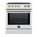 Forno Leonardo Espresso 30-Inch Slide-In White Induction Range with Antique Brass Trim (FFSIN0982-30WHT)