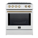 Forno 2-Piece Appliance Package - 30-Inch Slide-In Induction Range and 36-Inch Side by Side Refrigerator with Water Dispenser in White with Antique Brass Handle (FBDL-014-09CAUS)