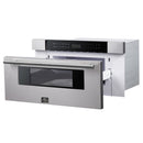 Forno 5-Piece Appliance Package - 30-Inch Electric Range, Under Cabinet Range Hood, French Door Refrigerator, Dishwasher, and 30-Inch Microwave Drawer in Stainless Steel