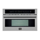 Forno 5-Piece Appliance Package - 30-Inch Electric Range, Under Cabinet Range Hood, French Door Refrigerator, Dishwasher, and 30-Inch Microwave Drawer in Stainless Steel