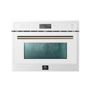 Forno 5-Piece Appliance Package - 30-Inch Inducton Range, Under Cabinet Range Hood, Refrigerator with Water Dispenser, Dishwasher, and 24-Inch Microwave Oven in White with Antique Brass Trim