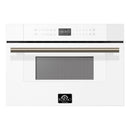 Forno 4-Piece Appliance Package - 36-Inch Dual Fuel Range, 60-Inch Refrigerator, Dishwasher, & 30-Inch Microwave Drawer in White with Antique Brass Handle