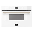 Forno 4-Piece Appliance Package - 48-Inch Antico Dual Fuel Range, 60-Inch Refrigerator, Dishwasher, & 30-Inch Microwave Drawer in White with Antique Brass Handle