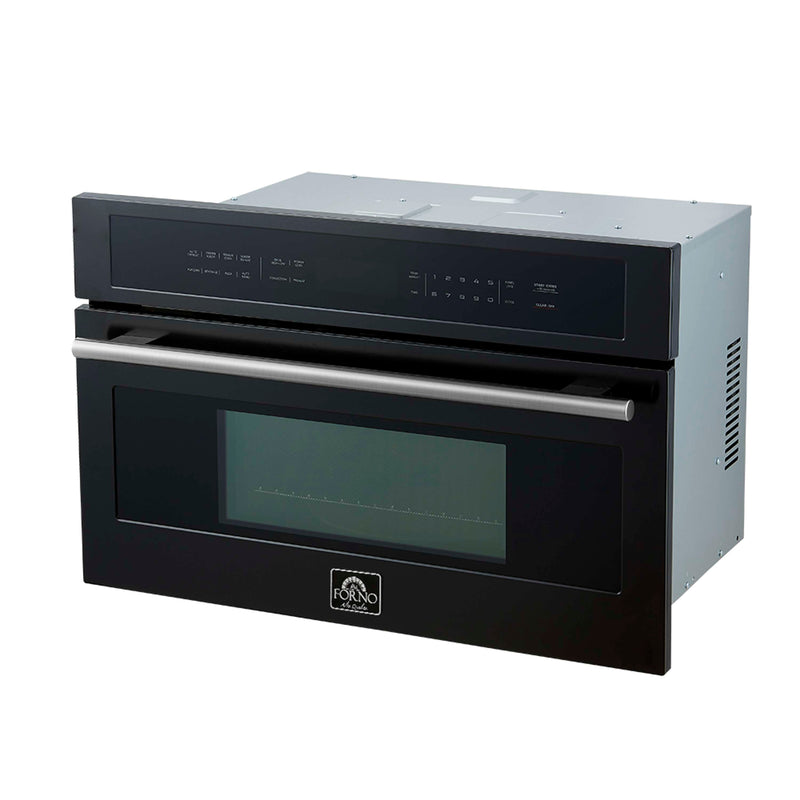 Forno 2-Piece Appliance Package - 30-Inch Vomero Wall Oven & 30-Inch Microwave Oven in Black with Stainless Steel Handle