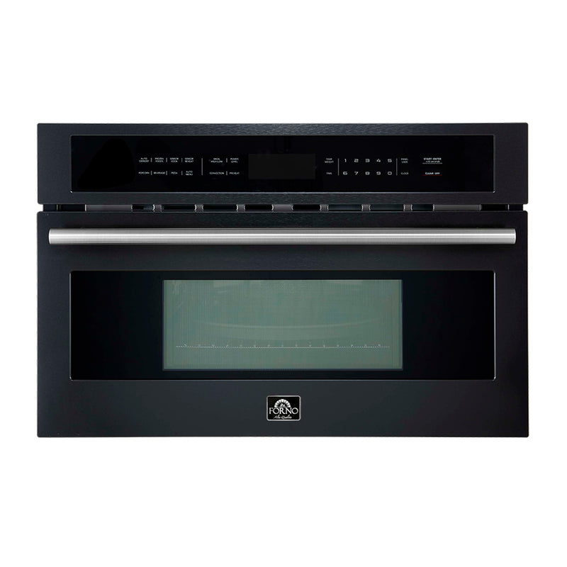 Forno 2-Piece Appliance Package - 30-Inch Vomero Double Wall Oven & 30-Inch Microwave Oven in Black with Stainless Steel Handle