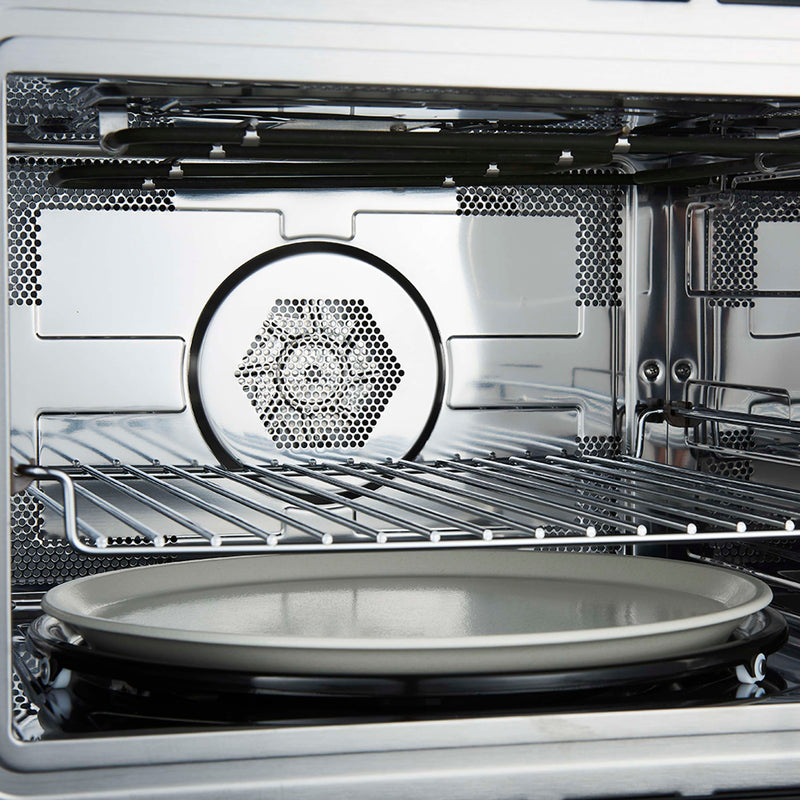 Forno 5-Piece Appliance Package - 30-Inch Induction Range, Under Cabinet Range Hood, Refrigerator, Dishwasher, and 30-Inch Microwave Oven in Black with Antique Brass Trim