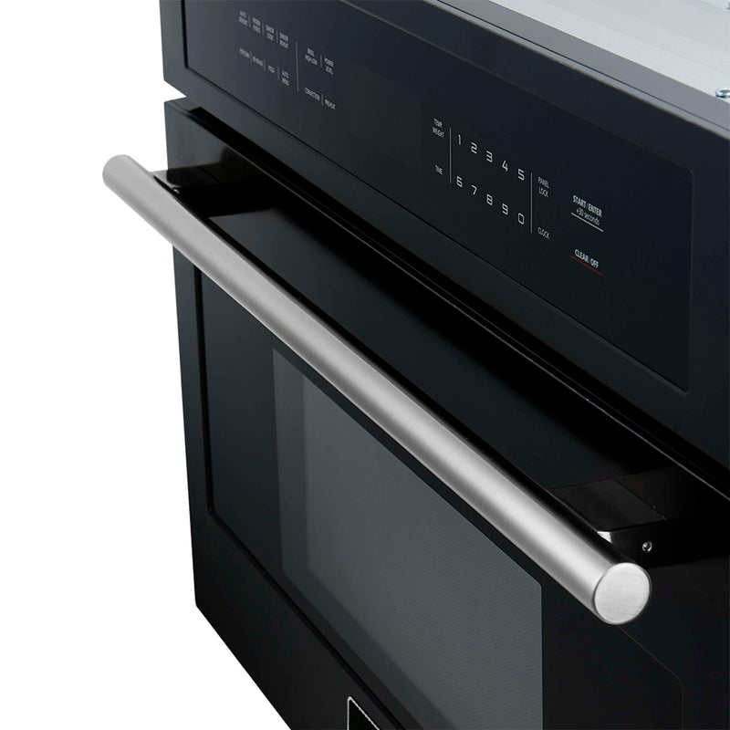 Forno 2-Piece Appliance Package - 30-Inch Vomero Double Wall Oven & 30-Inch Microwave Oven in Black with Stainless Steel Handle