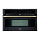 Forno 2-Piece Appliance Package - 30-Inch Asti French Door Double Electric Wall Oven & 30-Inch Microwave Oven in Black with Antique Brass Handle