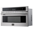 Forno 5-Piece Appliance Package - 36-Inch Electric Range, Wall Mount Range Hood, 36-Inch Refrigerator, Dishwasher, and 30-Inch Microwave Oven in Stainless Steel