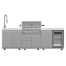 Forno Bulnes Outdoor Kitchen 30-Inch BBQ 60,000 BTU, with Sear, Rotisserie Infrared Burners, 1.8 Cu.Ft. Beverage Center, & White Countertops (FODKT2506WHT)