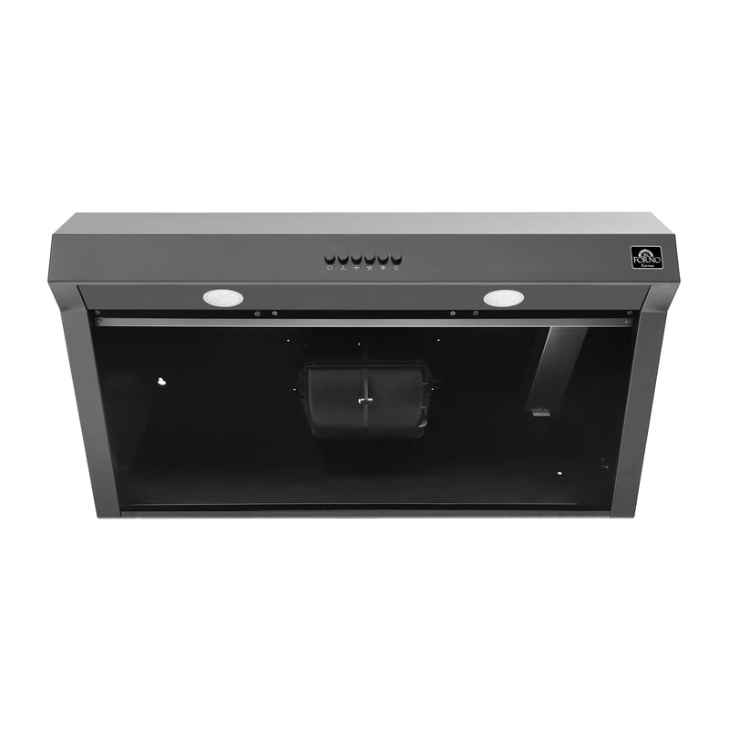 Forno Bari Espresso 30-Inch 400 CFM Under Cabinet Range Hood in Black with Antique Brass Trim (FRHUC5255-30BLK)
