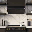 Forno 5-Piece Appliance Package - 30-Inch Electric Range, Under Cabinet Range Hood, French Door Refrigerator, Dishwasher, and 30-Inch Microwave Drawer in Black with Antique Brass Trim