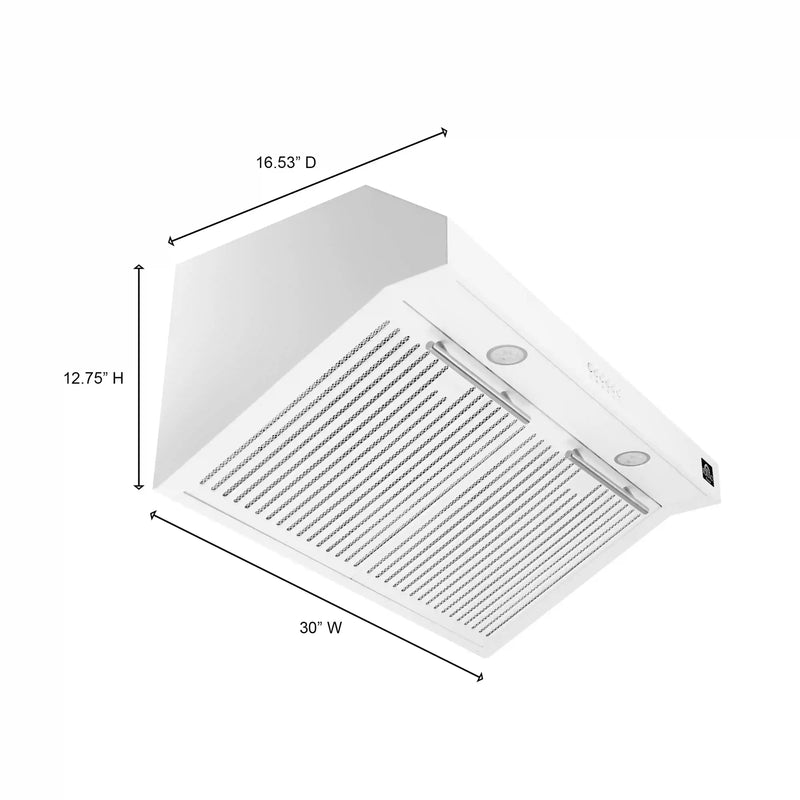 Forno Bari 30-Inch Espresso 400 CFM Under Cabinet Range Hood in White with Stainless Steel Handle (FRHUC5255-30WHT)