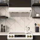 Forno 5-Piece Appliance Package - 30-Inch Gas Range, Under Cabinet Range Hood, Refrigerator with Water Dispenser, Dishwasher, and 24-Inch Microwave Oven in White with Antique Brass Trim