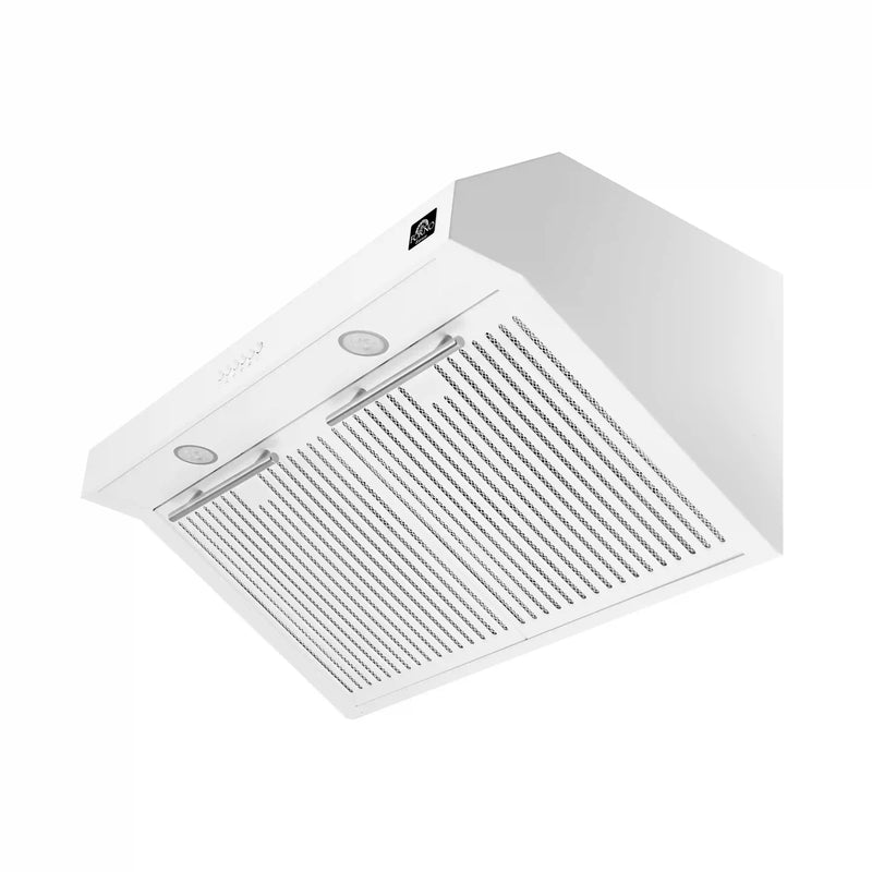 Forno 2-Piece Appliance Package - 30-Inch Espresso Electric Range & Under Cabinet Range Hood in White with Stainless Steel Handle