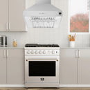 Forno Orvieto 30-Inch 600 CFM Wall Mount Range Hood in Stainless Steel shown in a styled kitchen