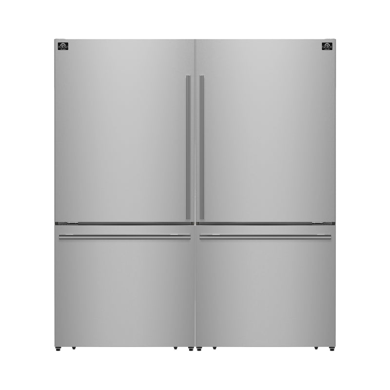 Forno Milano 62-Inch Freestanding Dual Bottom Freezer Refrigerator in Stainless Steel – 34.4 cu.ft, Touch Control, Ice Maker (FFFFD1787-60S)