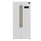 Forno Salerno 33-Inch 15.6 Cu. Ft. Counter Depth Side-by-Side Refrigerator in White with Antique Brass Handle (FFRBI1805-33WHT)