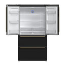 Forno Galiano 5-Piece Appliance Package - 48-Inch Dual Fuel Range, 48-Inch Hood, 36-Inch Refrigerator, 24-Inch Dishwasher, & 30-Inch Microwave Oven in Black with Antique Brass Trim