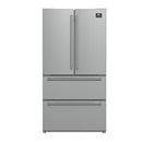 Forno 5-Piece Appliance Package - 48-Inch Dual Fuel Range, Wall Mount Range Hood, 36-Inch Refrigerator, Dishwasher, and 24-Inch Microwave Drawer in Stainless Steel