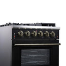Forno Massimo 30-Inch Freestanding Gas Range with 4 Burners and 4.32 Cu. Ft. Convection Oven in Black with Antique Brass Handle (FFSGS6239-30BLK)